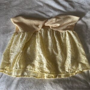 SHEIN Yellow Eyelet Strapless Blouse